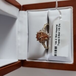 Imperial Topaz and Diamond Ring